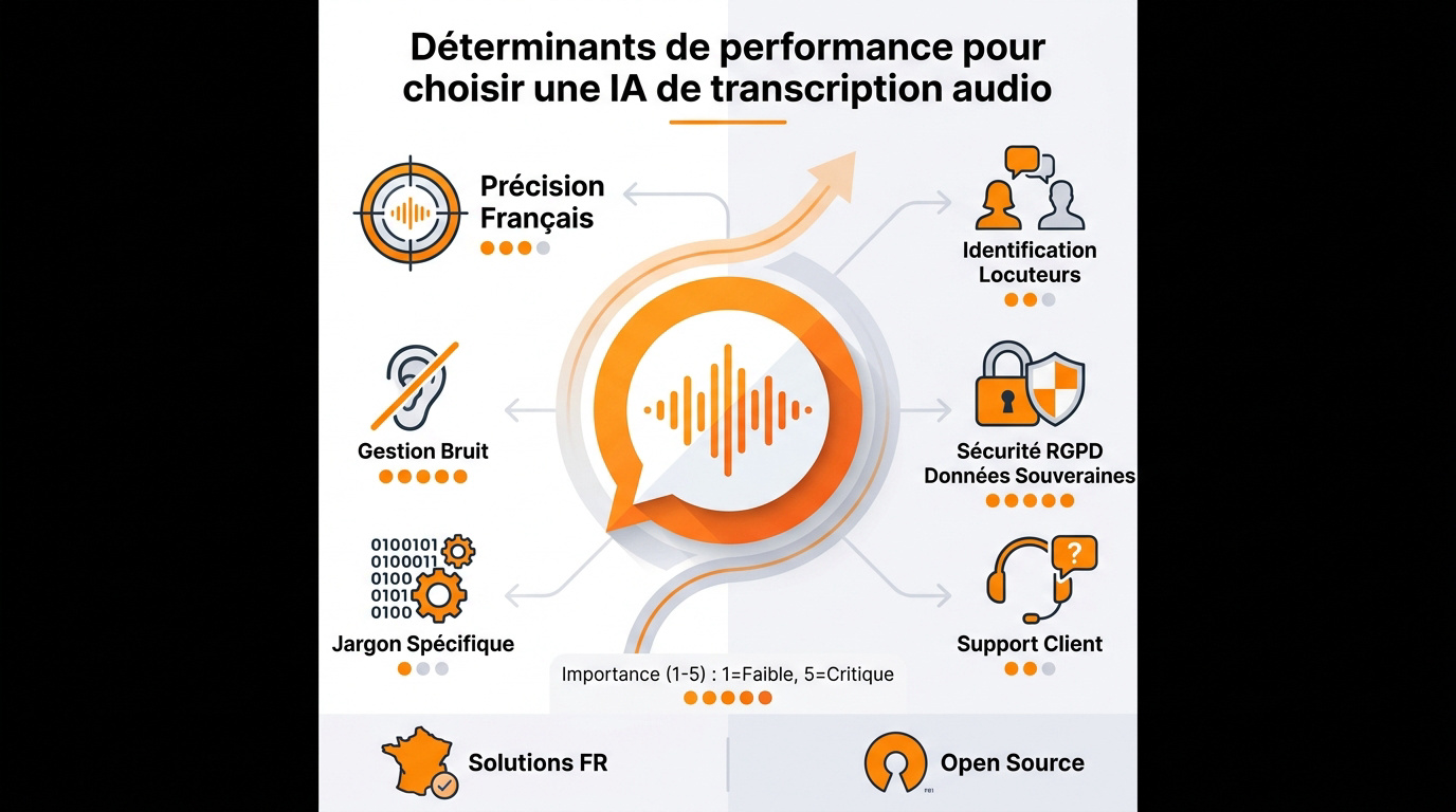 Critères de sélection pour une IA de transcription audio performante