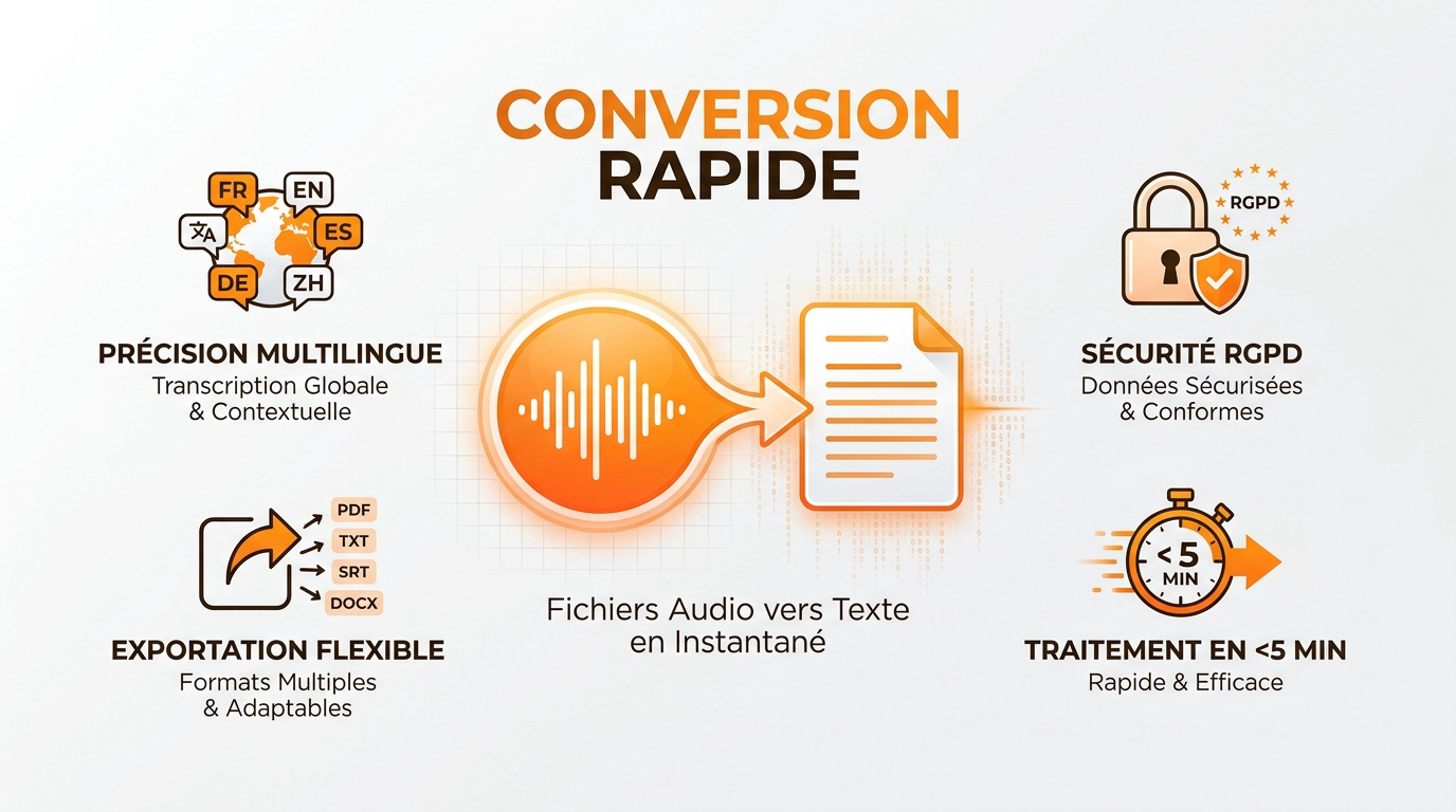 Interface de transcription audio par intelligence artificielle rapide et sécurisée